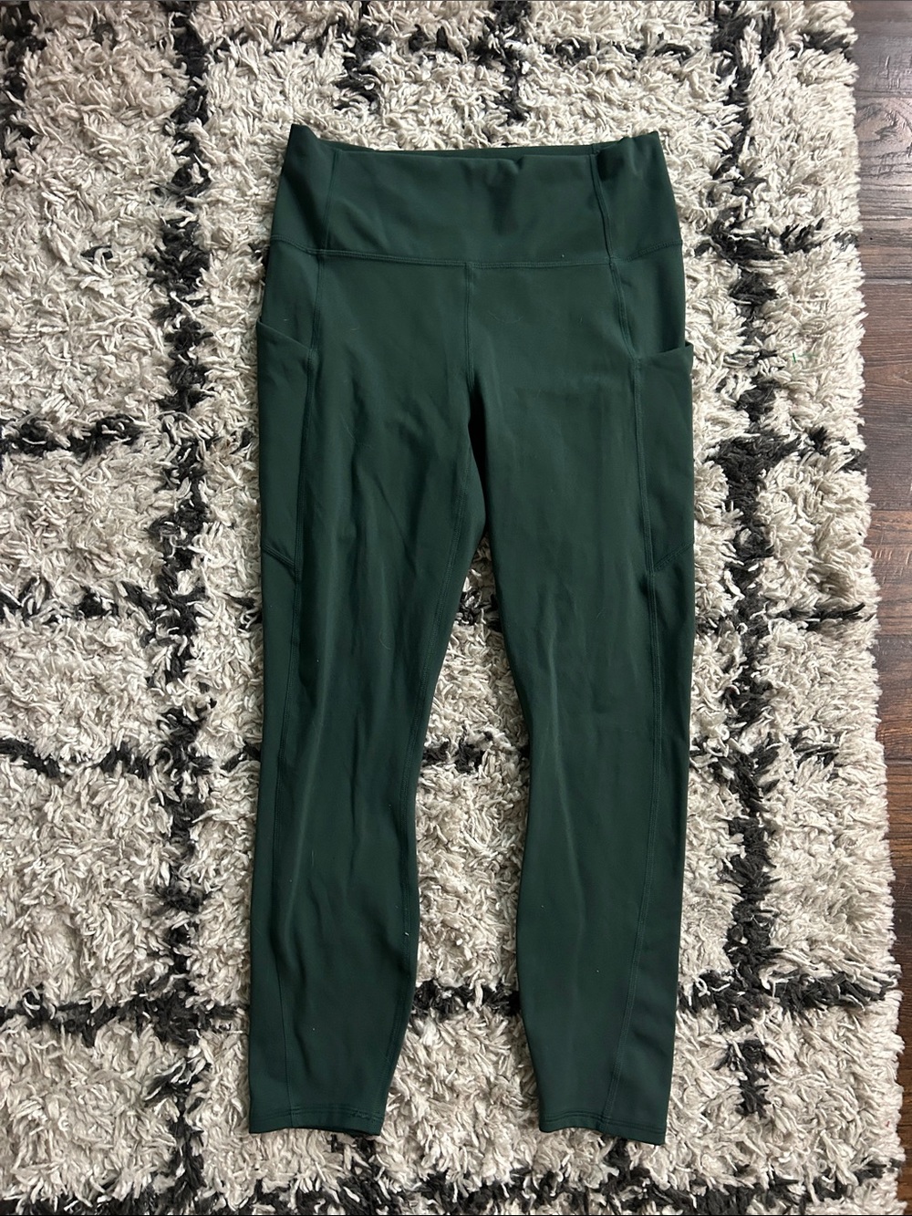 Fabletics Deep Green High-Rise Leggings with Side Pockets